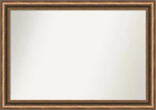 Vista 84 de Amanti Art Espejo de baño de bronce para sobre fregadero, 24 x 24 pulgadas, espejo de tocador cuadrado estrecho de bronce Manhattan, marco de madera
