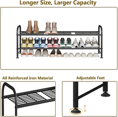Vista 6 de LINZINAR Zapatero de 2 niveles organizador de almacenamiento para armario entrada metal negro
