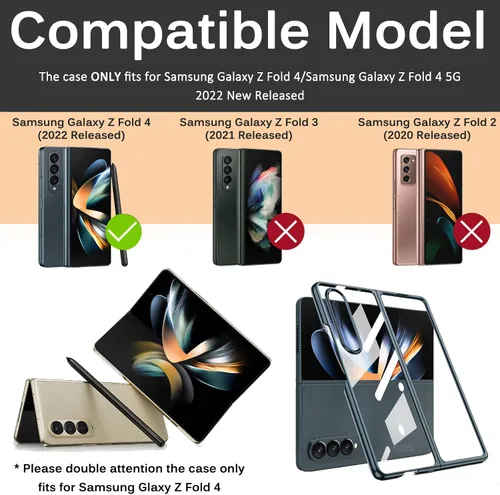 Vista 2 de Miimall Funda compatible con Samsung Galaxy Z Fold 4 5G 2022, marco de policarbonato delgado y duro, cubierta trasera transparente, cobertura