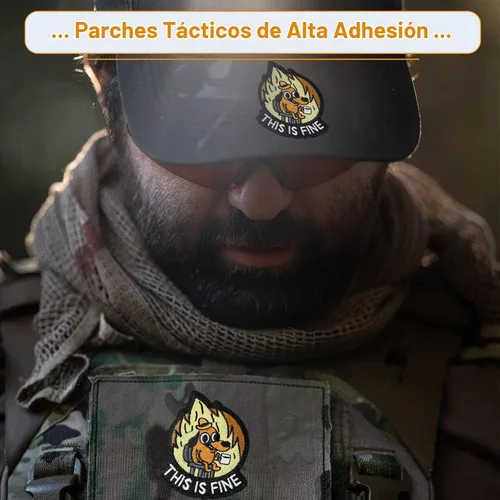 Vista 5 de XMJY Parche de Perro This is Fine, 1 Pieza Parches Bordados con Meme Divertido, Parche Táctico Militar de Ánimo con Respaldo de Cierre de Gancho