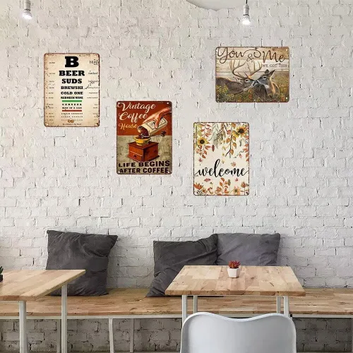 Vista 2 de Retro Metal Tin Sign 8x12 inches Beer Garden Tin Sign Metal Sign Wall Poster Kitchen Pub Funny Novelty Coffee Bar Garage Man Cave