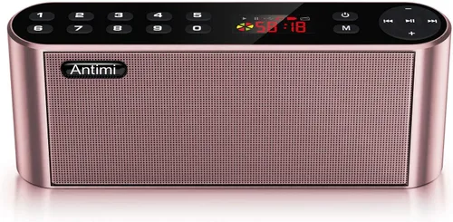 Vista 6 de Antimi Altavoz Bluetooth con reproductor de radio FM, reproductor MP3, altavoz estéreo portátil inalámbrico con controladores de altavoces