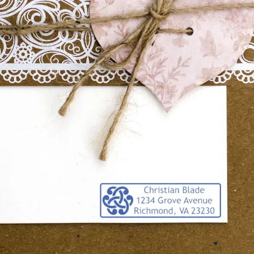 Vista 4 de PSI - Sello de dirección de enlaces celtas preentintados, sello rectangular de dirección familiar, regalo personalizado, estampado de fácil presión