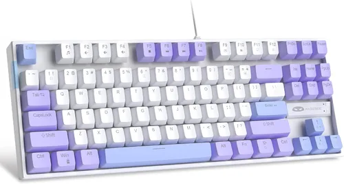 Vista 13 de MageGee - Teclado mecánico para juegos 75%, con interruptor rojo, retroiluminación LED azul, 87 teclas, teclado compacto TKL con cable