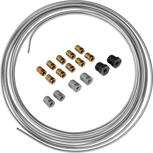 Vista 6 de 4LIFETIMELINES Kit de línea de freno, tubo de acero galvanizado, bobina de tubería de línea de freno de 1/4 pulgadas x 25 pies, con 16 accesorios