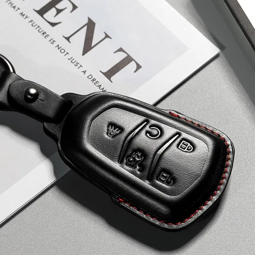 Vista 6 de Funda de cuero para llavero de Cadillac con funda protectora para llave de coche ATS CT6 CTS XTS XT4 XT5 XT6 accesorios
