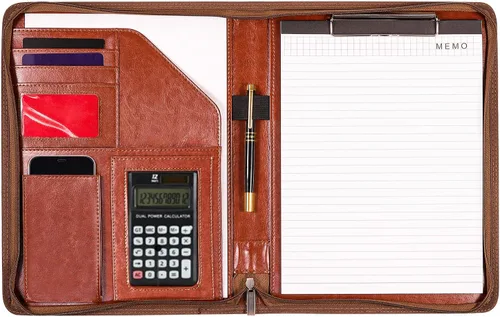 Vista 9 de Regalos personalizados para hombres, cartera de cuero, regalo de cumpleaños para esposo e hijo, padfolio regalo de oficina para compañero