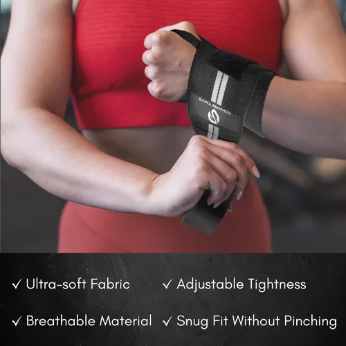 Vista 6 de EVMT Premium Wrist Wraps for Weightlifting Durable Lifting Straps for Enhanced Wrist Support Perfect for Strength Training, Gym Workouts &