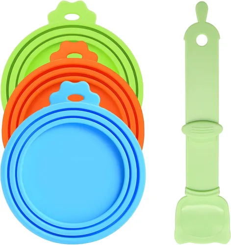 Vista 6 de Paquete de 4 Tapas de Latas de Comida para Mascotas de Silicona para Comida de Perros y Gatos