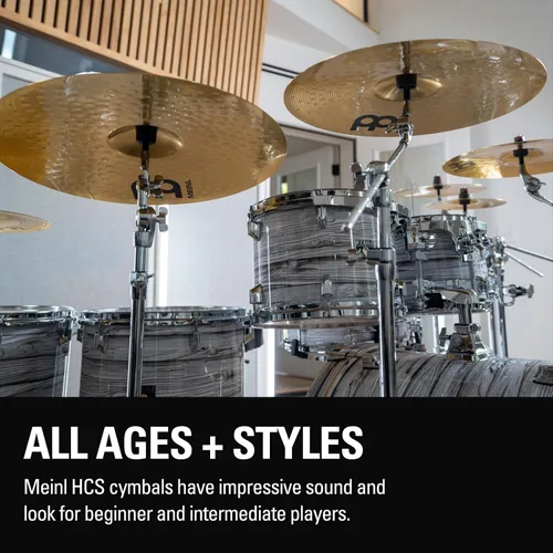 Vista 15 de Meinl Cymbals HCS141620+10 HCS Pack juego de platillos con hi hat de 14", crash de 16", ride de 20", más un splash de 10" gratis (VIDEO)