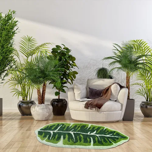 Vista 7 de Leaf - Alfombra de baño para niños, pequeña, bonita, alfombra de baño para guardería, alfombra larga antideslizante para dormitorio, habitación