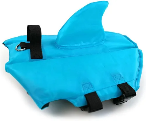 Vista 2 de Snik-S Chaleco salvavidas para perros - Preserver con cinturón ajustable, chaqueta de tiburón para nadar para mascotas para perros de nariz corta