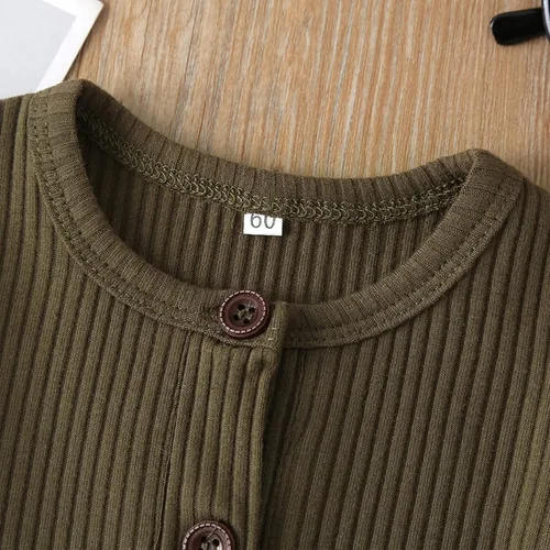 Vista 4 de RELABTABY Paquete de 2 mamelucos unisex para bebé recién nacido, con botones sólidos, para verano, ropa