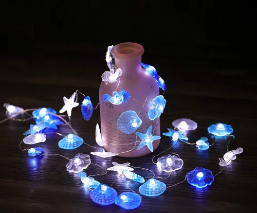 Vista 8 de WSgift Guirnalda de luces decorativas de tortuga marina, 18.7 pies, 40 luces LED USB enchufables con cable de cobre plateado, luces de hadas