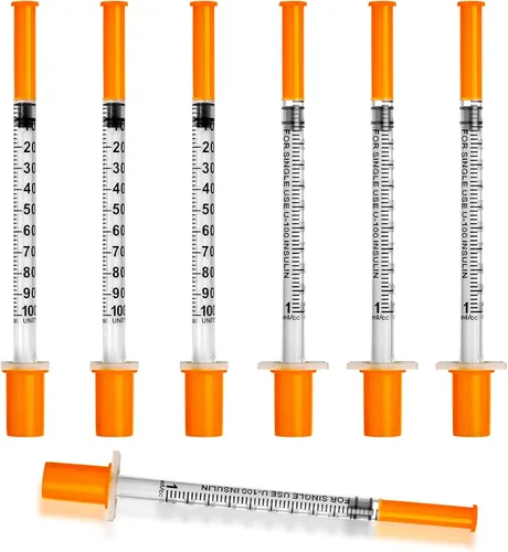 Vista 10 de Jeringa de 0.5 ml con tapa, 29G 1/2" 13mm 1/2cc, jeringas desechables en paquete individual, paquete de 20 Paquete individual desechable