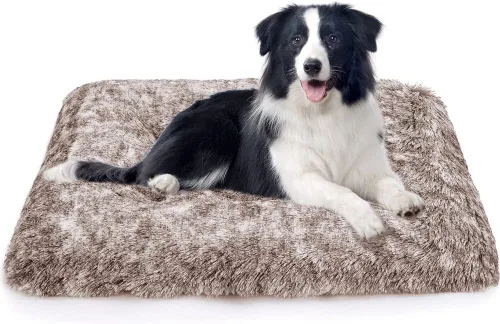 Vista 25 de Alfombrilla de cama para perro, suave y mullida, para jaula de perro, cama para perros pequeños, medianos y grandes, y gatos, lavable Marrón