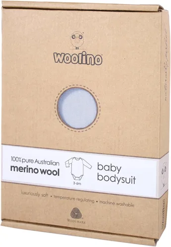 Vista 4 de Woolino Body unisex de manga larga para bebé, cuello sin etiquetas, 100% lana merino superfina
