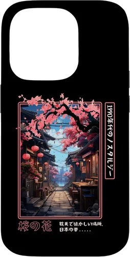 Vista 17 de iPhone 16 Japanese Vaporwave Nostalgia Cherry Blossoms 1990s Aesthetic Case