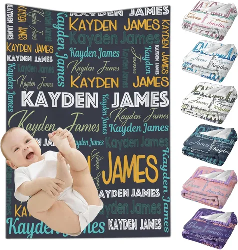 Vista 16 de Mantas de bebé personalizadas para niñas y niños, mantas de bebé personalizadas con nombre para niños y niñas, regalos personalizados para bebés