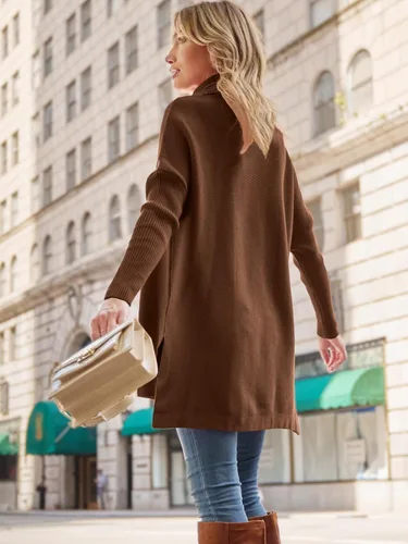Vista 7 de LILLUSORY Women's Turtleneck Oversized Sweaters 2023 Fall Long Batwing Sleeve Spilt Hem Tunic Pullover Sweater Knit Tops