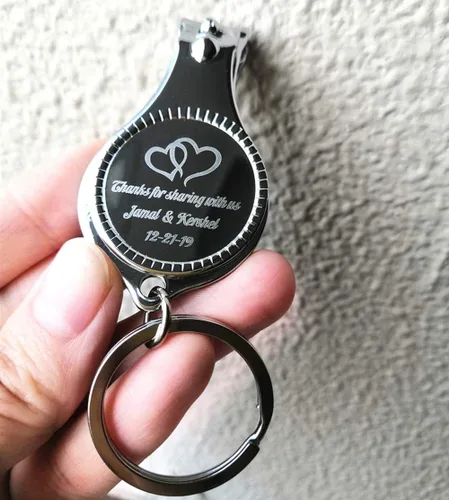 Vista 2 de 100 unidades de abrebotellas personalizadas, cortaúñas, llavero versátil y duradero, regalos de fiesta privados personalizados para bodas