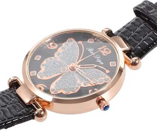 Vista 9 de Reloj de pulsera para mujer reloj analógico Q-uartz con esfera de mariposas para mujer