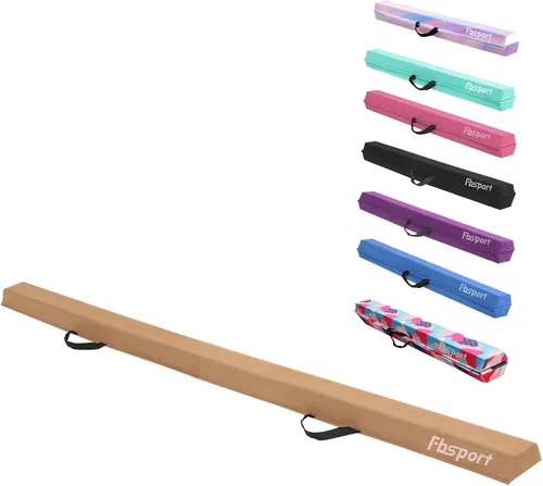 Vista 14 de FBSPORT Viga de Equilibrio de 8 pies/6 pies: Equipo de Gimnasia de Suelo Plegable para Niños y Adultos, Base de Goma Antideslizante, Viga
