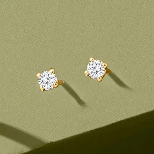 Vista 4 de RS Pure by Ross-Simons Aretes de diamantes de 0,10 qt. t. en oro de 14 kt, Diamante, Diamante