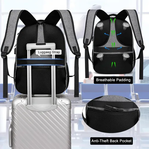 Vista 3 de Mochila de viaje para laptop para hombres y mujeres, mochilas escolares para adolescentes y niñas, mochila resistente al agua para laptop de 15.6
