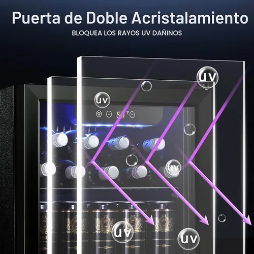 Vista 6 de Antarctic Star Refrigerador de 12 botellas para 48 latas, mini puerta de vidrio para cerveza, bebidas gaseosas o vino, refrigerador independiente