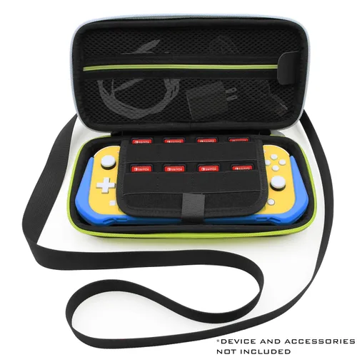 Vista 4 de CASEMATIX Carrying Case Compatible with Nintendo Switch Lite with 8 Game Slots, Non-Scratch Divider for Screen Protection, Accessory Storage and