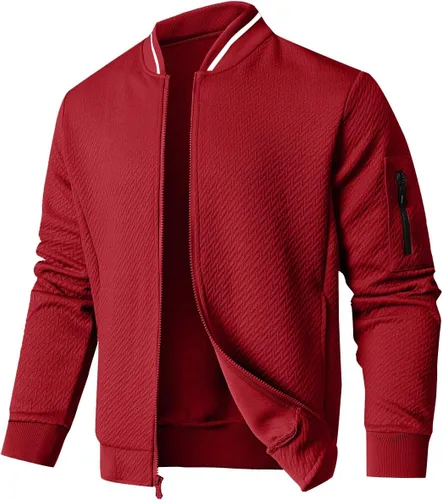 Vista 8 de SAVKOOV Chaqueta ligera de ajuste holgado para hombre, chaqueta bomber casual y elegante