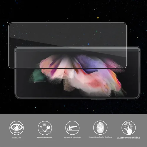 Vista 3 de Orzero Paquete de 2 protectores de pantalla de vidrio templado compatibles con Samsung Galaxy Z Fold 3 5G (no para Z Flip 3 5G), versión más pequeña
