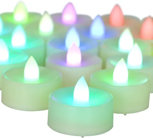 Vista 11 de CANDLE CHOICE Velas de té sin llama que funcionan con pilas, velas LED parpadeantes brillantes para centros de mesa de boda, Halloween, Acción
