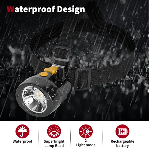 Vista 5 de Linterna frontal LED recargable, resistente al agua y a prueba de explosiones, linterna de alto brillo para acampar, correr por la noche, pesca