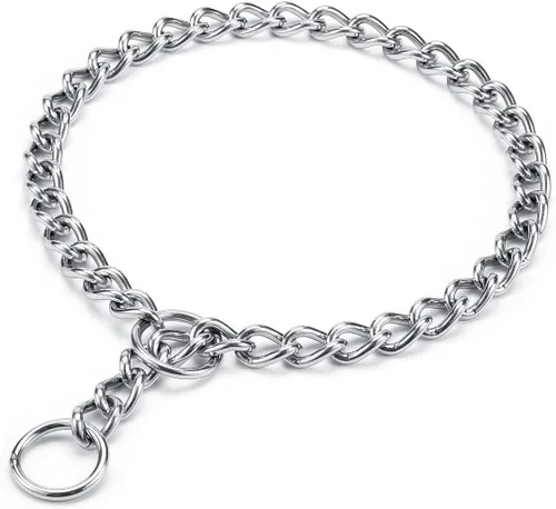 Vista 2 de Collar de cadena para perros, gargantilla de metal para entrenamiento de perro resistente, martingala para perros medianos y grandes L+longitud: 24