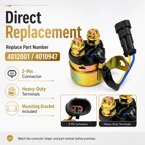 Vista 2 de Relé solenoide de arranque compatible con Polaris Ranger 400 500 570 700 800 RZR 4 XP S 900 Sportsman Hawkeye Trailboss 330 Reemplazar