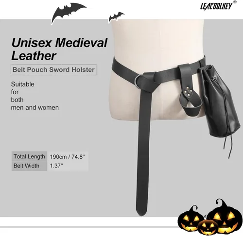 Vista 6 de Riñonera de cuero medieval y funda de espada renacentista para caballero Halloween Cosplay