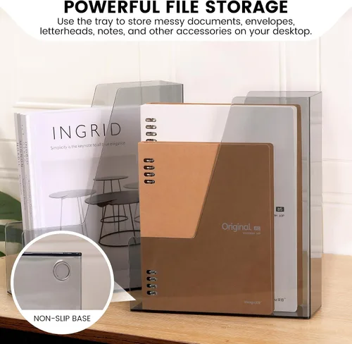 Vista 5 de CiWiVOKi Organizador Vertical de Archivos, Organizador de Escritorio de PET y Contenedores de Almacenamiento para Revistas, Carpetas, Cuadernos
