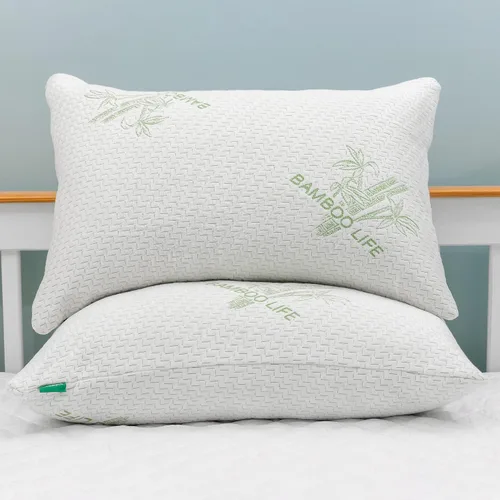 Vista 6 de Elif - Almohadas tamaño Queen para dormir, almohada refrescante de espuma viscoelástica triturada con funda extraíble para dormir de espalda