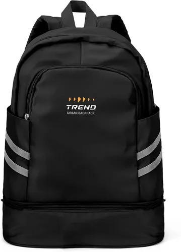Vista 8 de SYCNB Mochila de gimnasio para mujer con compartimento para zapatos Negro