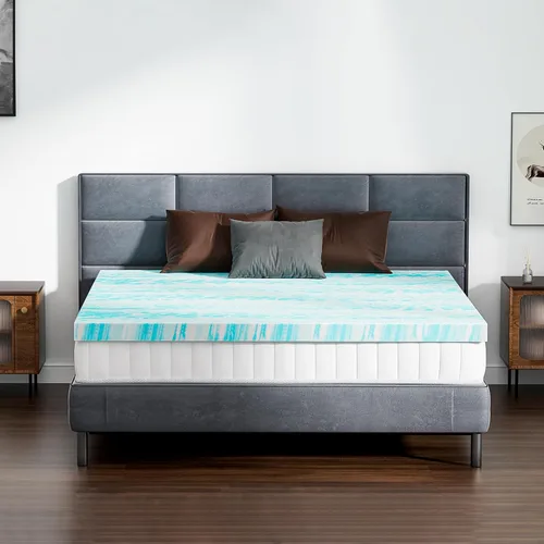 Vista 7 de DUMOS Cubrecolchón de espuma viscoelástica, grueso para cama con infusión de gel refrescante, suave y cómodo, transpirable, certificado CertiPUR-US