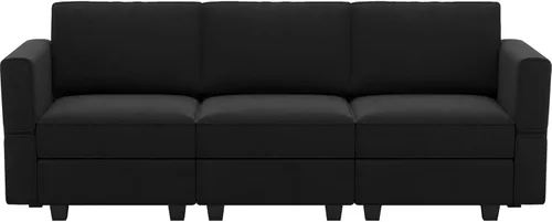 Vista 9 de Belffin - Sofá modular de terciopelo con asientos de almacenamiento, sofá de 3 plazas para sala de estar, color negro