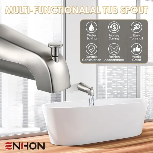 Vista 4 de Enhon Boquilla deslizante para bañera con desviador, compatible con la norma estadounidense 8888026.002, grifo de bañera de baño, se adapta a 1/2