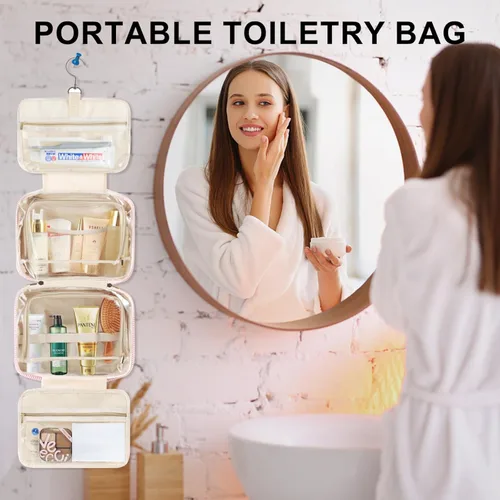 Vista 5 de TOPEAST Regalos de Navidad para Mujeres, Adolescentes y Niñas - Bolsa de Aseo Colgante de Viaje y Bolsa de Maquillaje, Bolsa de Aseo Personalizada