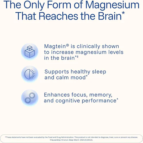 Vista 3 de Suplemento de magnesio L-treonato (Magtein), 90 cápsulas Clínicamente apoyado para la salud cerebral Optimiza el aprendizaje, la memoria