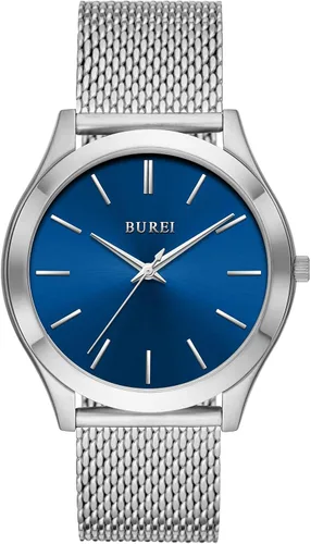 Vista 9 de BUREI Relojes para hombre de moda analógicos de acero inoxidable con movimiento de cuarzo impermeables, regalo para hombres.