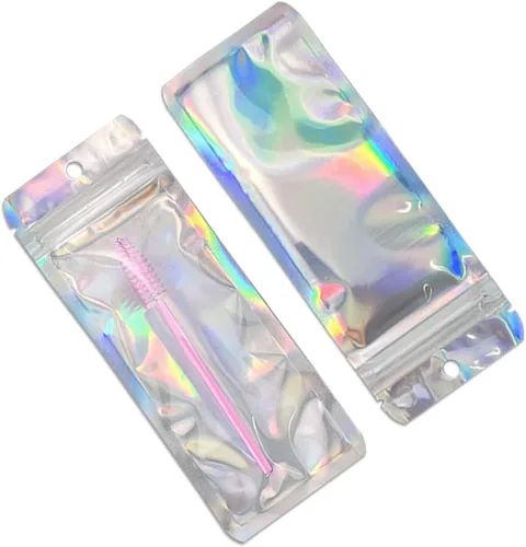 Vista 5 de Paquete de 100 bolsas holográficas transparentes de Mylar de 2.36 x