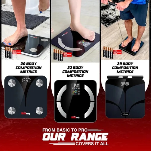 Vista 7 de Báscula inteligente para peso corporal, 20 métricas de composición corporal que incluyen edad corporal, masa muscular y grasa subcutánea, báscula