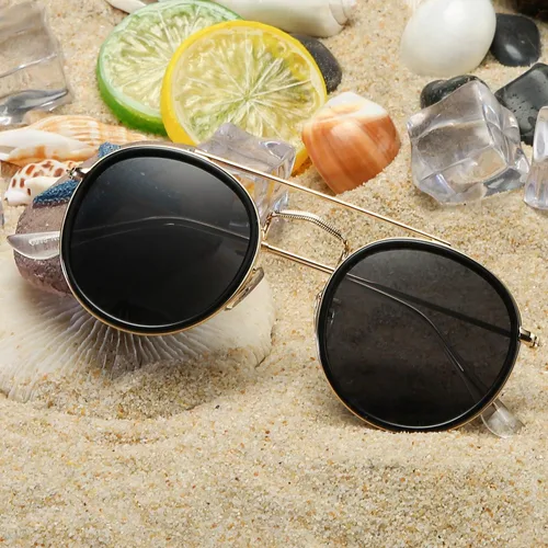 Vista 4 de DUSHINE - Gafas de sol polarizadas para hombre y mujer, doble puente, redondas, 100% protección UV